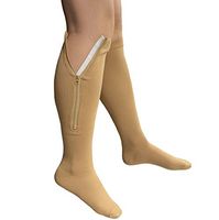 Starmace Closed Toe Zipper 20-30 mmHg Compression Socks Medical Varicose Veins Women Men Unisex Knee High Leg Wide Calf Stocking (Beige, XL)