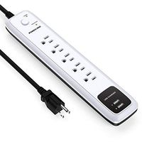 POWERADD Wall Mountable 5-Outlet Surge Protector Power Strip 6ft Cord with Dual Smart USB Ports for Home Office Dorm
