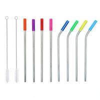 Cupidkiss Stainless Steel Straws, Reusable Drinking Straws, Mason Jars, Straight and Bend Metal Straws with Silicone Tips Set of 8 for 20oz, 30oz with 2 Cleaning Brushes