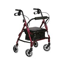 GY Walker, Aluminum Alloy Shopping Basket Easy to fold to Soft seat Board Elderly Auxiliary Transport Walking car, Load 100kg, Blue, red Medical Supplies (Color : Red)