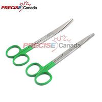 PRECISE CANADA: 2 PCS Operating Scissors Sharp/Blunt Straight & Curved 5.5" Color Handle (Green)