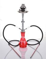 2 hose 23" Cairo Red Hookah Shisha Nargila water glass vase pipes smoke sale