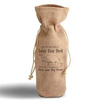 Cotton Custom Wine Gift Bag Lone Star Feed Funny & Novelty Humor Housewarming & Party Accessories Jute Burlap Drawstring Design Only