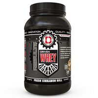 Driven WHEY- Grass Fed Whey Protein Powder: Delicious, Clean Protein Shake- Improve Muscle Recovery with 23 Grams of Protein with Added BCAA and Digestive Enzymes (Cinnamon Roll, 2 lb)