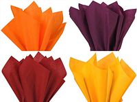 Assorted 4 Colors Fall Thanksgiving Holiday Colors Gift Grade Tissue Paper Sheets - 20" x 30" Tangerine, Burgundy,Scarlet Red, Goldenrod - Choose Package Amount (48)