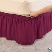 unbrand WRAP Around DUST Ruffle, Cotton Blend Bed Skirt, 14 INCH Drop Queen/King -Burgundy