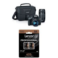 Canon EOS Rebel T6 Digital SLR Camera Kit with EF-S 18-55mm and EF 75-300mm Zoom Lenses + Two Lexar 32GB Memory Cards