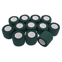 12pcs 1.5" Self Adherent Bandage Wraps - Athletic Tape, Cohesive Tape, Vet Wraps, Tattoo Grip Cover, First Aid Supplies, Strong Easy Tear Self Adhesive Wrap for Sports, Wrist, Ankle (Hunter Green)