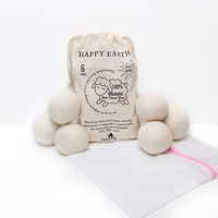 Happy Earth Wool Dryer Balls Organic 100% Wool to Core 6-Pack XL with Bundled 2-Pack Mesh Laundry Bags Natural Fabric Softener Wrinkle Reducer Eco-Friendly