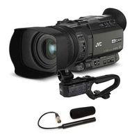 Adorama JVC GY-HM170 4KCAM Compact Professional Camcorder with Integrated 12x Optical Zoom Lens - Bundle with JVC Replacement Microphone Unit