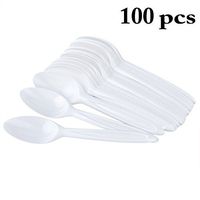 Outgeek Plastic Spoon, 100Pcs Disposable Spoons Lightweight Practical Ice Cream Spoon Cake Spoon for Party