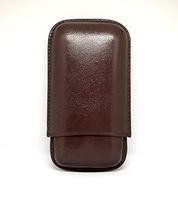 Custom 3-Finger Leather Cigar Case with 3 Cigar Holders for Travel Cigar Enthusiasts by Cigar Cutters by Jim (Brown, No Design)