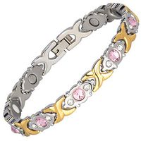 Women's Magnetic Bracelet Energy Health Jewelry with Zircon Anion Wristband Brace Lace for Pain Relief and Magnetic Therapy