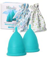 Menstrual Cups Set 2 Pack (Large and Small) | Premium Reusable Period Cup Set for Regular and Heavy Flow | Insert Easier with The Athena Form Fit Rim | Solid Blue Size 1 and 2 | by Athena Cup