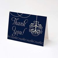 30 Thank You Cards Chandelier Navy Blue + 30 White Envelopes