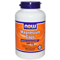 NOW Foods Magnesium Capsules, 180 Capsules / 400mg (Pack of 3)