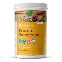 Amazing Grass Protein Superfood: Organic Vegan Protein Powder, Plant Based Meal Replacement Shake with 2 servings of Fruits and Veggies, Peanut Butter Flavor, 10 Servings, 14.8 Ounce