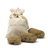IntimateCare Sea Sponges - 3 Medium Unbleached Silk Sea Sponges- with Artisinal Organic Cotton Gift Bag 3MU (Natural Brown, 5.5 - 6.5cm)