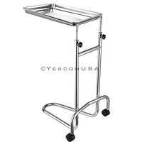 19x13x1 Inches Mayo Instrument Stand Adjustable Height w/Removable Stainless Steel Tray Double Post for Professional Medical Supplies Hospital Patient