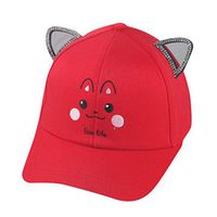 Meidexian888 Cute Kids Baseball Cap, Children Pearl Bowknot Cartoon Cat Peaked Hat Baseball Cap Sunhat (Red)