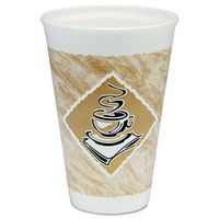 Solo 16X16GPK Cafi G Hot/Cold Cups, Foam, 16 oz, White/Brown with Green Accents, 25/Pack