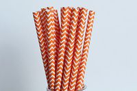 Orange Chevron Paper Straws (50)