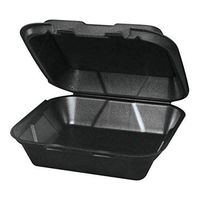 Genpak SN200-3L CPC Large 1 Compartment Hinged Container44; Black - Case of 200
