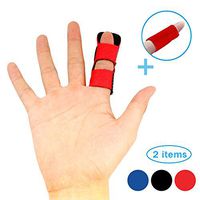 Finger Splint, Finger Splint for Trigger Finger, Plus Finger Sleeve Support, Mallet Finger Splint Thumb, for Finger Straightening and Post Operative, Finger Sleeves Included (Red)