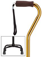 Walking Cane Quad Cane Gold Small Base 5" X 8"