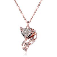 Rose Gold Necklaces Pendant Jewelry Birthday Gifts Presents Gemstone for Women Anniversary Zirconia Crystal
