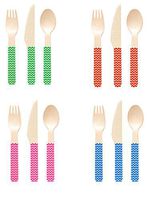 Perfect Stix Picnic Kit Chevron-100ct Printed Wooden Cutlery Chevron (Pack of 100)