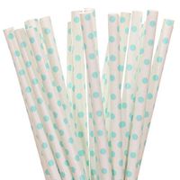 Light Blue Small Polka Dot Paper Straws (50)