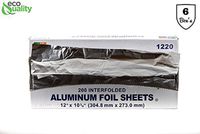 Premium Pre Cut Aluminum Foil Pop up Sheets 12 x 10-3/4 inches (1200 Count) - Great for Restaurants, Lunch, Takeout, ToGo, Sandwiches, Catering, Kitchen, Grill, Stove, Baking, BBQ, Disposable(6 Box's)