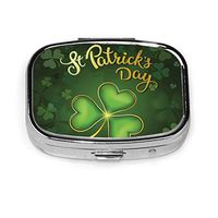 Pill Box Case Saint Patricks Day Shamrock Travel Medicine Organizer Arthritis Friendly BPA Free Separate Compartments for Hold Vitamins Cod Liver Oil Supplements Prescription Medication Portable Push
