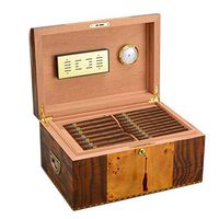 Humidors Cigar Cedarwood Humidifier Multi-Layer Cigar Box Hollow Tray Equipped with Humidifier and Thermometer Gift (Color : Brown, Size : 192536.5cm)