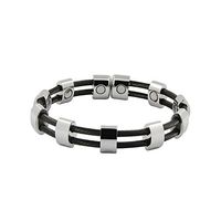 Stainless Steel Magnetic Cable Bracelet Black and Silver (Large)