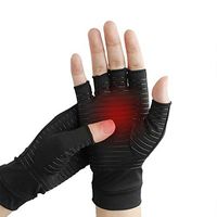 JieShi(TM) Compression Arthritis Gloves for Women Men Joint Pain Relief Half Finger Brace Therapy Wrist Support Anti-Slip (L)