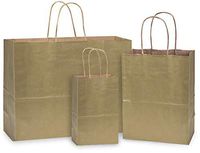 Assortment of Metallic Gold Colored Paper Shopping Bags (125 Bags)
