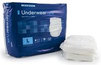 McKesson Adult Disposable Absorbent Underwear, Lite Pull On, Light Absorbency, Size Large, 1 Package containing 4 packs of 18 diapers. 72 Total