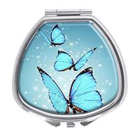 Udoosun Blue Butterfly Decorative Boxes Pill Box Silver Single Compartment Pocket Purse Travel Pill Case Medicine Tablet Holder Wallet