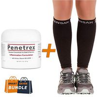 (Bundle) Compression Leg Sleeve by ZENSAH + Pain Relief Therapy by PENETREX for Runners & Shin Splint Sufferers (Black, L/XL)
