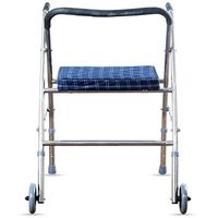 ECHOV Walking Mobility Aid Portable Walker with Wheel Trolley with Seat Armrest, Which is Made of Stainless Steel and Can Bear 100kg (Color : Blue, Size : 80-89cm)
