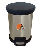 The Furniture Cove New 1.3 Gallon Round Stainless Steel Step Trash Can Waste Basket Featuring Your Choice of a Football Team Logo (Browns Helmet)