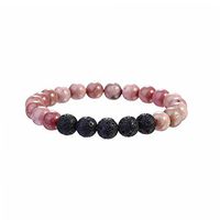 VIKI98 Handmade Rhodonite Lava Rock Bead Aromatherapy Essential Oil Diffuser Bracelet Natural Semi Precious Gemstone Healing Crystal Strand Bracelet for Women Men (Style-A)