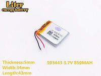 3.7V 850mAh 503443Lithium Polymer Ion Rechargeable Battery Lithium Polymer Li-Po Battery for MP4 GPS MP3 Bluetooth Stereo DIY Gift