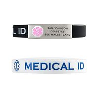 Divoti Deep Custom Laser Engraved Silicone Sport Medical Alert ID Bracelet- Lightweight/Simple/Easy/Comfortable-Pink w/Free Engraving -BW -8.0"