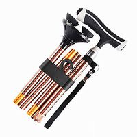 HFENGHUANG Folding Crutch, Non-Slip Elderly Walker Can Illuminate Four Feet Range, Adjustable Height 76Cm-97Cm, Suitable for Seniors,A