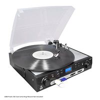 Pyle Upgraded Vintage Record Player - Classic Vinyl Player, Retro Turntable, MP3 Vinyl, Music Editing Software Included, Ceramic Cartridge, FM Tuner, MP3 Converter,  3 Speed - 33, 45, 78 - PLTTB9U