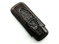 Skyway Devonte Crocodile 2 Cigar Case Holder with Cigar Cutter - Dark Brown