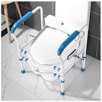 CUUYQ Bathroom Safety Frame, Adjustable Toilet Safety Rails Toilet Safety Frame Toilet Handrails Grab Bar Bathroom Toilet Handrails for Elderly Handicap and Disabled,Blue